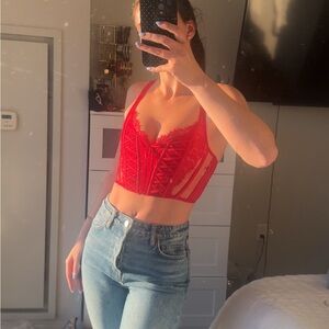 Women's Red Lace Crop Top Victoria’s Secret